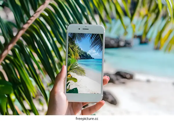 Palm Tree Beach View on Smartphone