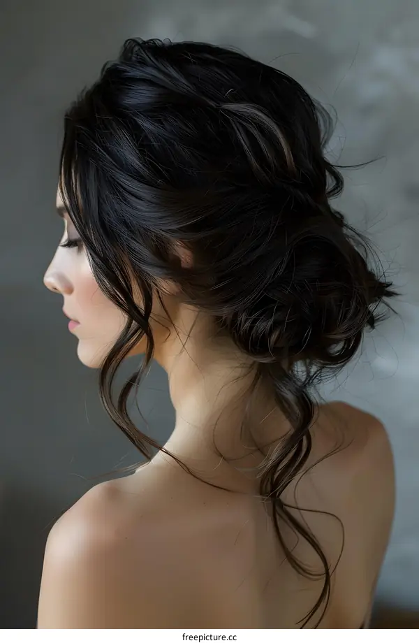 Woman with Messy Bun Hairstyle
