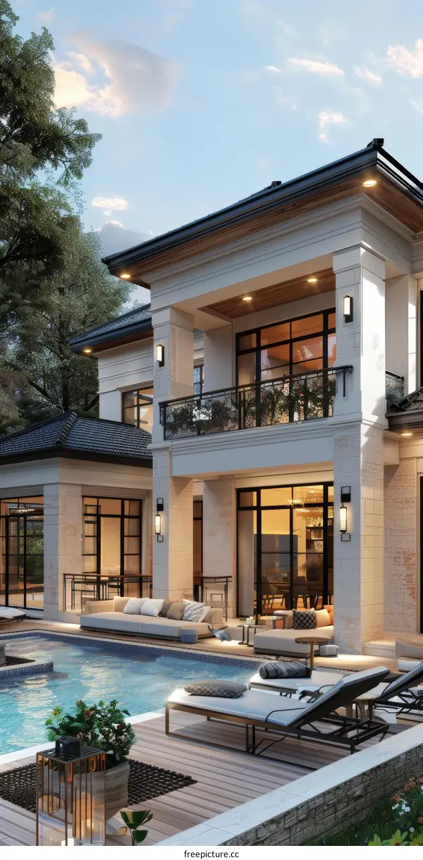 Luxury Modern Mansion Backyard Oasis