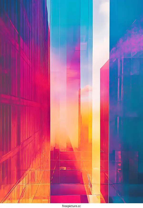 Abstract Cityscape with Blurred Background in Vibrant Colors