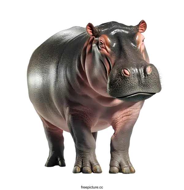 [Transparent Background PNG]Hippopotamus Standing On White Background