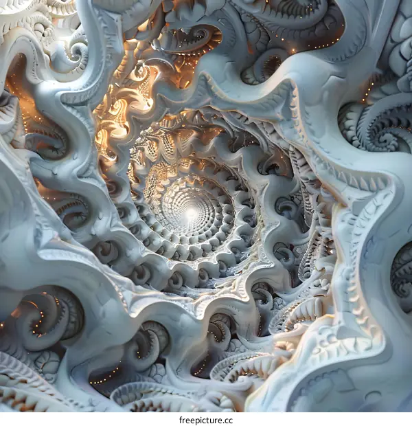 Abstract Organic Structure with Golden Light