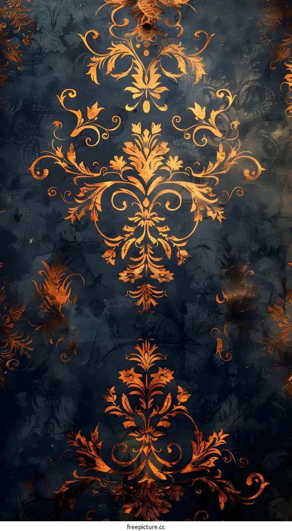 Luxury gold and black floral ornament seamless pattern
