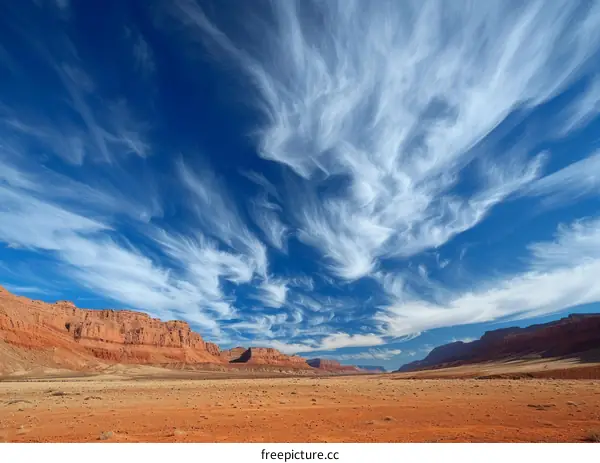 Desert Landscape with Blue Sky and Clouds