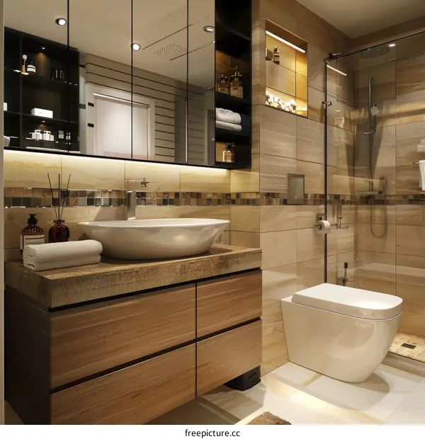 Modern Bathroom Interior Design with Walk in Shower
