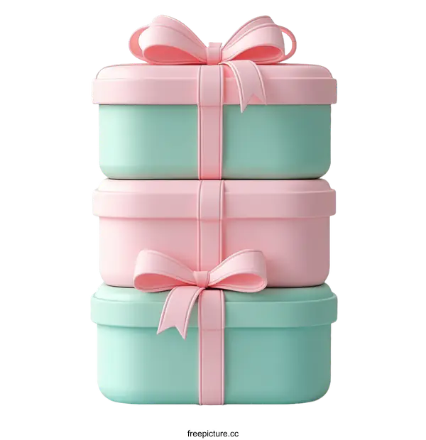 [Transparent Background PNG]Stacked Gift Boxes with Pastel Colors