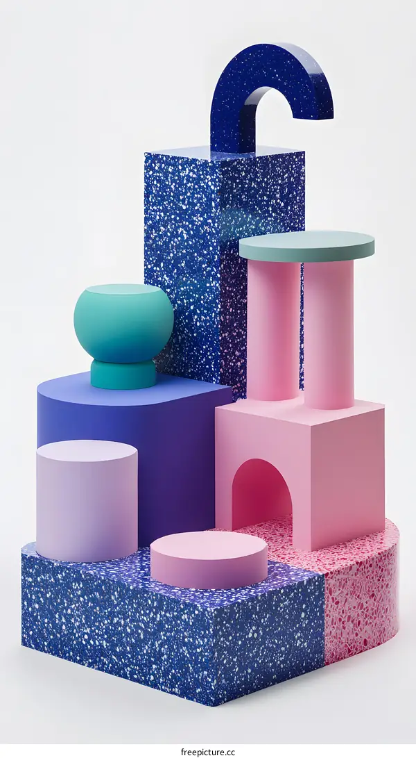 Abstract Shapes in a Colorful Geometric Composition