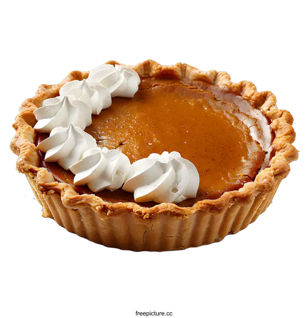 [Transparent Background PNG]Delicious pumpkin pie with whipped cream