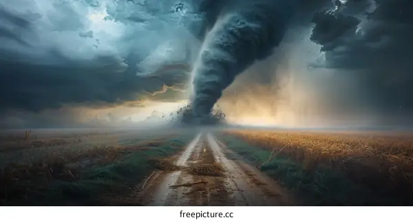 Tornado's Devastating Path Across Rural Landscape