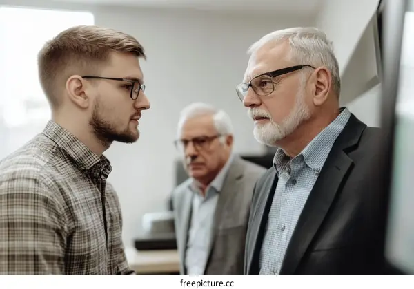 Business Meeting of Two Men in Office