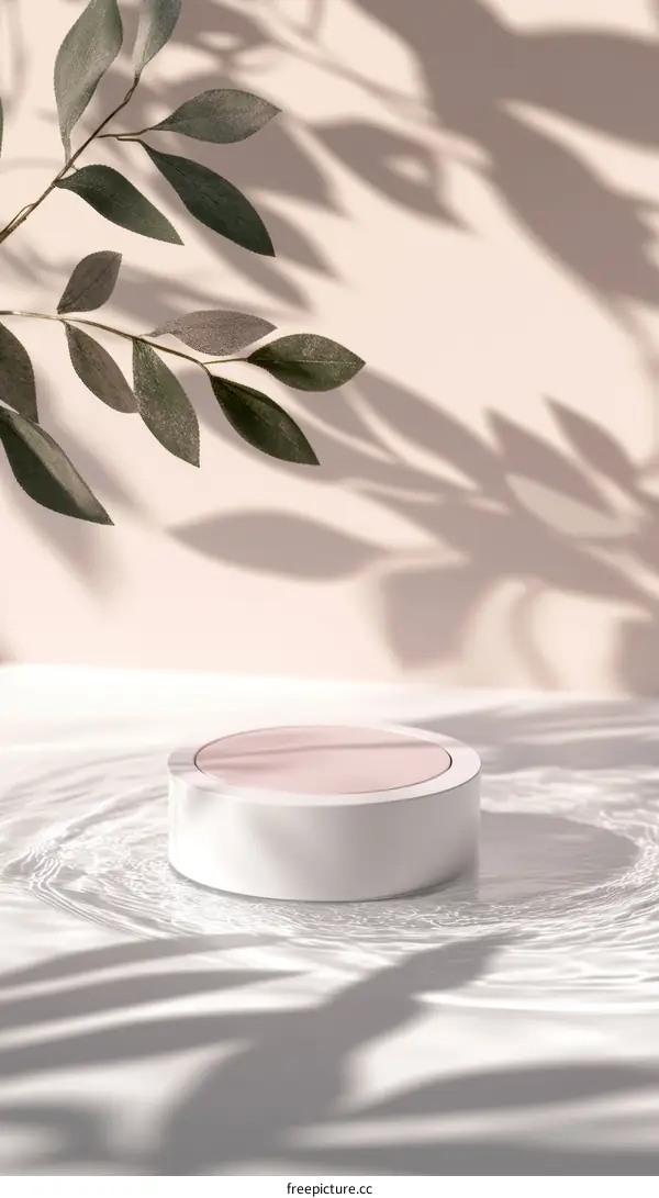 Elegant Cosmetic Product Presentation with Natural Lighting and Shadows