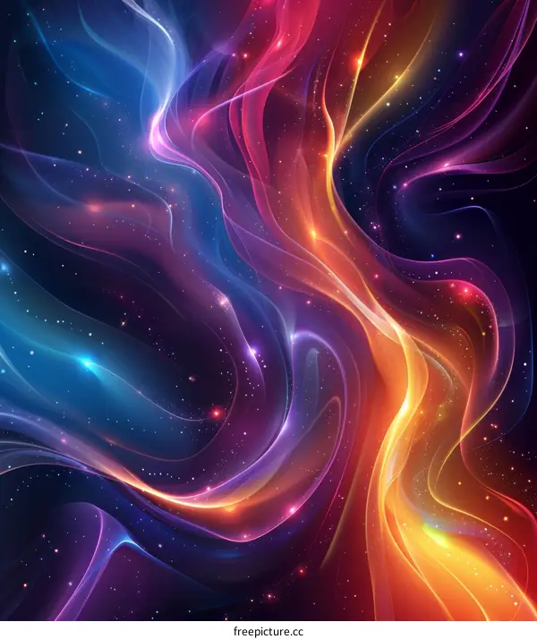 Abstract Colorful Flowing Lines in Space
