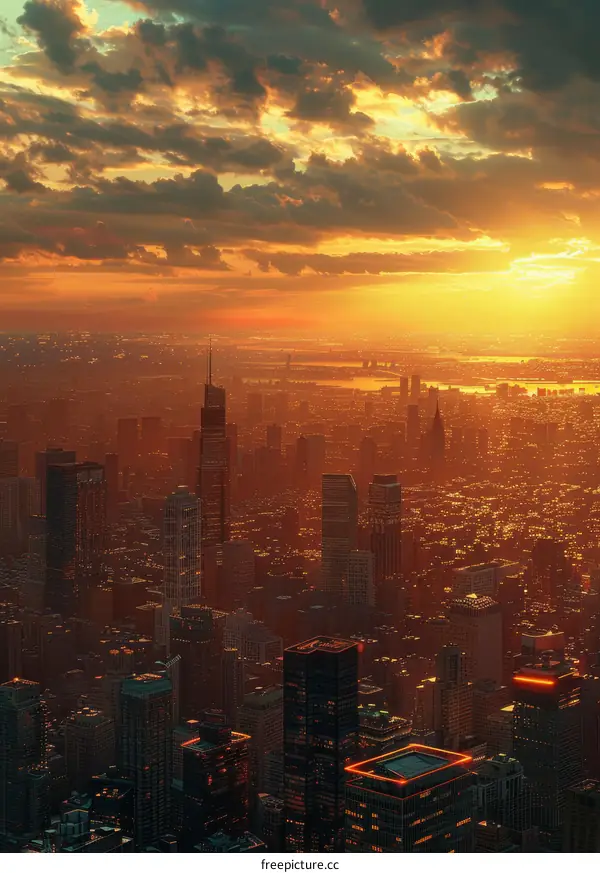 Sunset Cityscape Urban Illustration