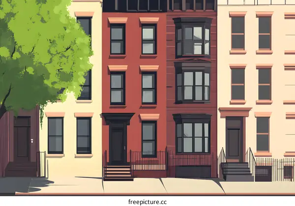 Colorful Row Houses on a Sunny Day