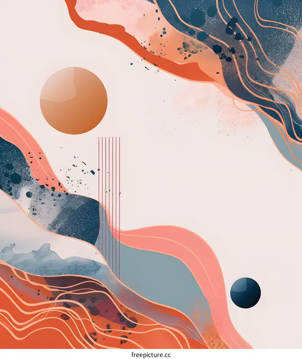 Abstract Art with Orange and Blue Shapes