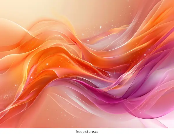 Abstract Orange and Pink Flowing Lines with Glitter
