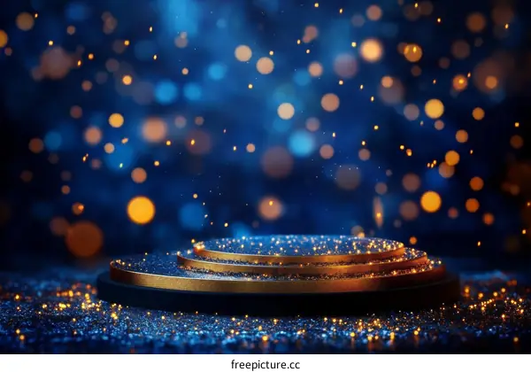 Luxury Golden Podium with Bokeh Background