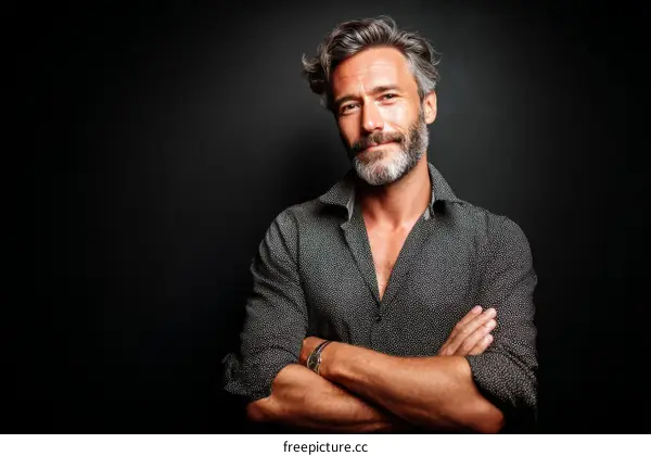 Confident Mature Caucasian Man Studio Portrait