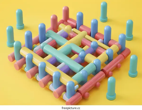 Abstract 3D Colorful Geometric Shapes Design