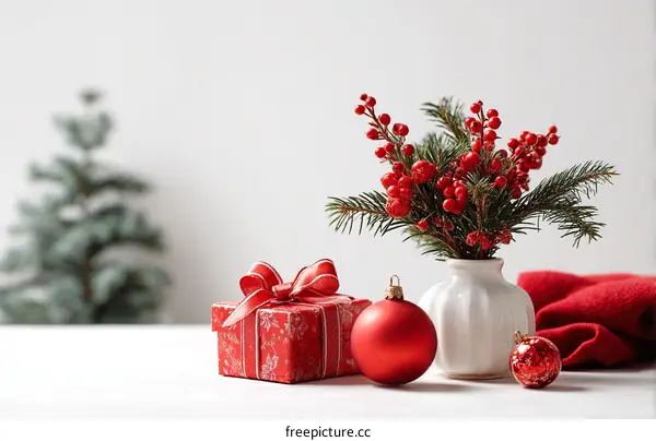 Christmas Festive Arrangement on White Table