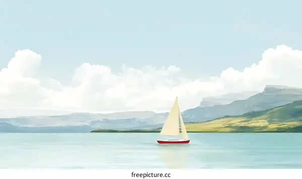 Peaceful Lake Scenery with Sailboat