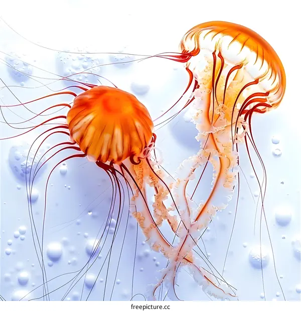 orange jellyfish with white background