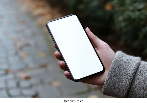 Smartphone Held Outdoors in Hand