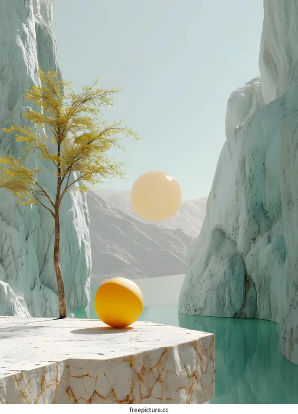 Yellow Sphere and Tree in Minimal Landscape