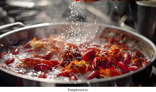 Boiling Crawfish in a Pot