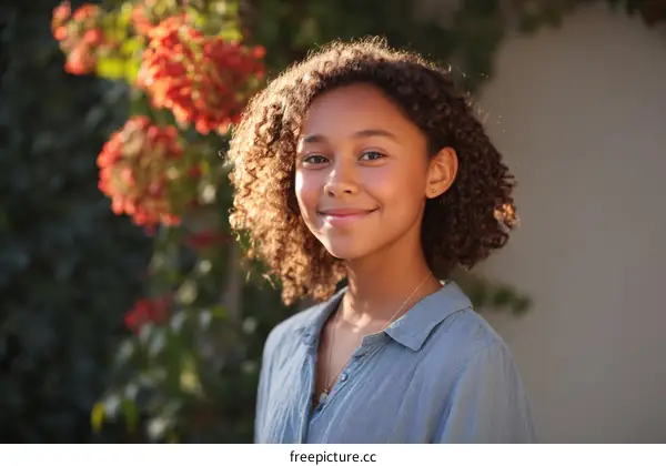 Smiling African American Girl Outdoors