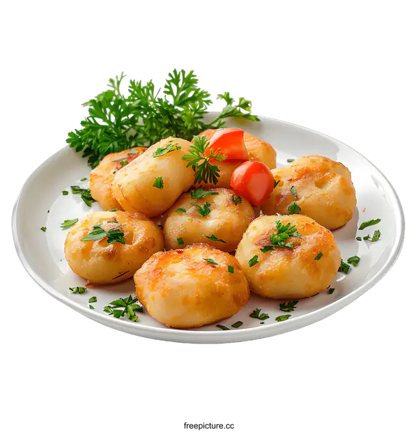 [Transparent Background PNG]Plate of Fried Potato Croquettes