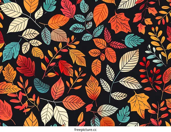 Colorful Autumn Leaves Seamless Pattern