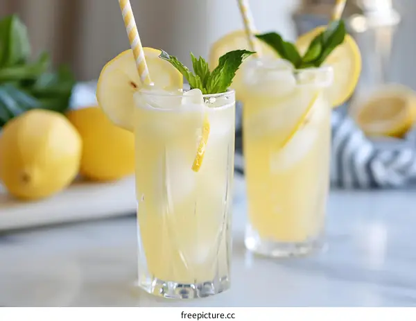 Refreshing Lemonade with Mint and Lemon Slices