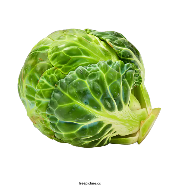 [Transparent Background PNG]Fresh Green Brussels Sprout Isolated on White Background