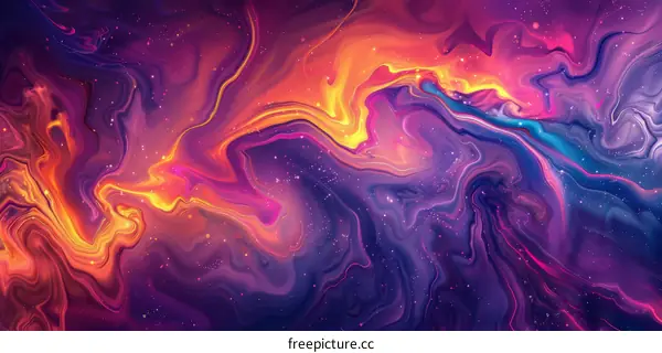 Abstract Colorful Liquid Painting