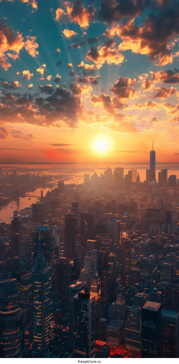 Sunrise over New York City Skyline