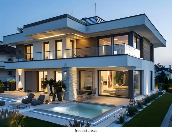 Modern Luxury House with Swimming Pool and Garden