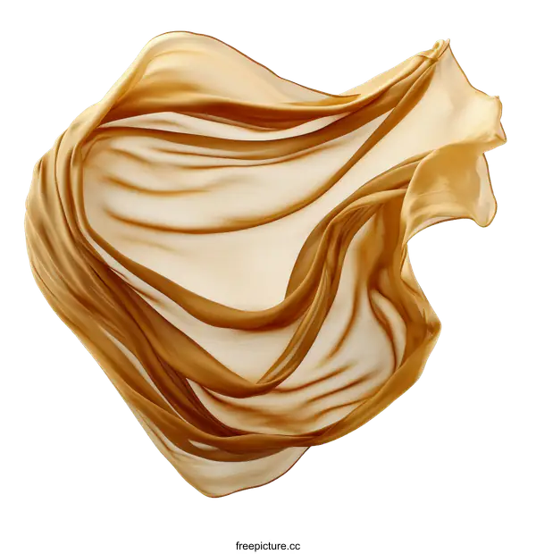 [Transparent Background PNG]Golden Fabric Flowing in the Air