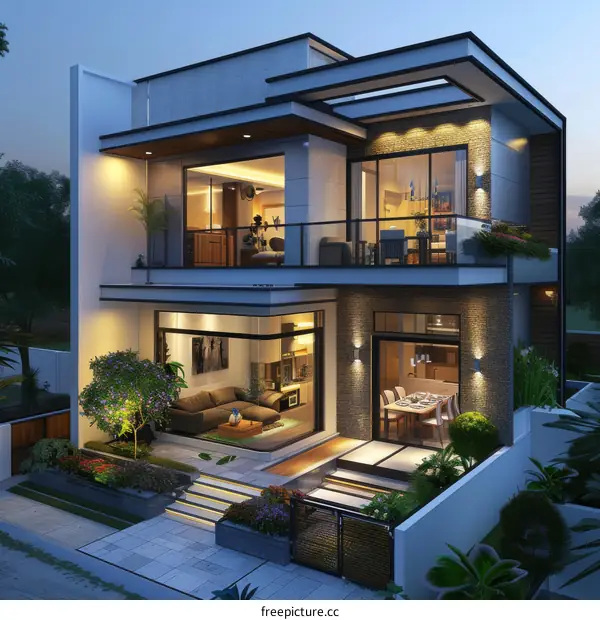 Modern House Exterior Design Illustration