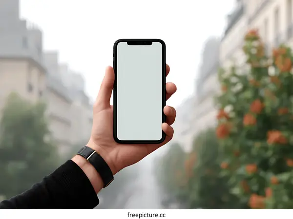 Smartphone Display Mockup in Urban Setting