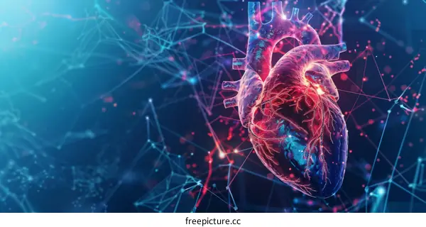 A 3D Rendering of a Human Heart with a Blue Background