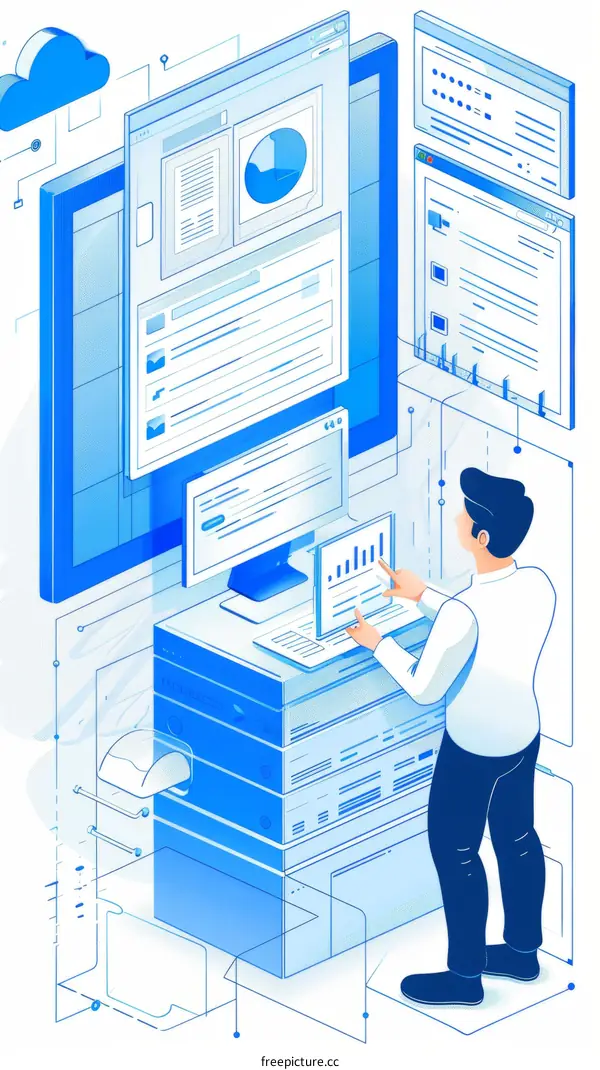 Businessman analyzing data on a computer