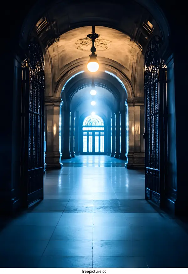 Arched Hallway With Light At The End