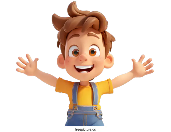 [Transparent Background PNG]3D Boy with Open Arms