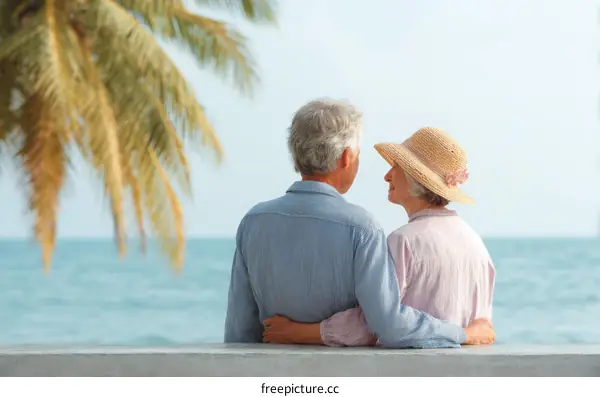 Elderly Couple Enjoying Ocean View