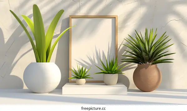 Empty Frame Mockup With Plants