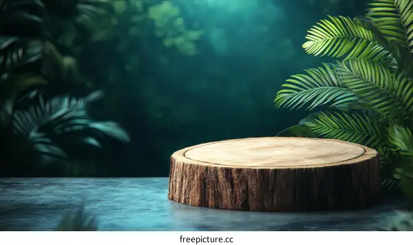 Wooden Stump Display Stand in Jungle Scene
