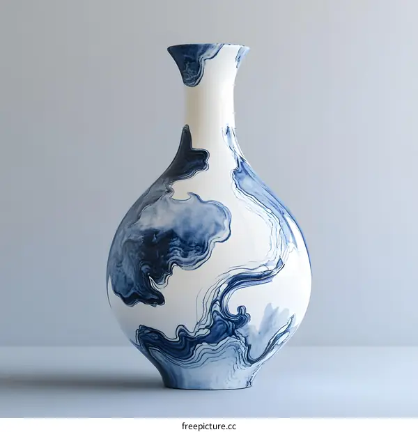 Blue and White Porcelain Vase with Abstract Design