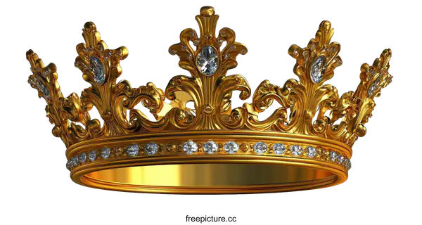 [Transparent Background PNG]Ornate Golden Crown with Precious Gems