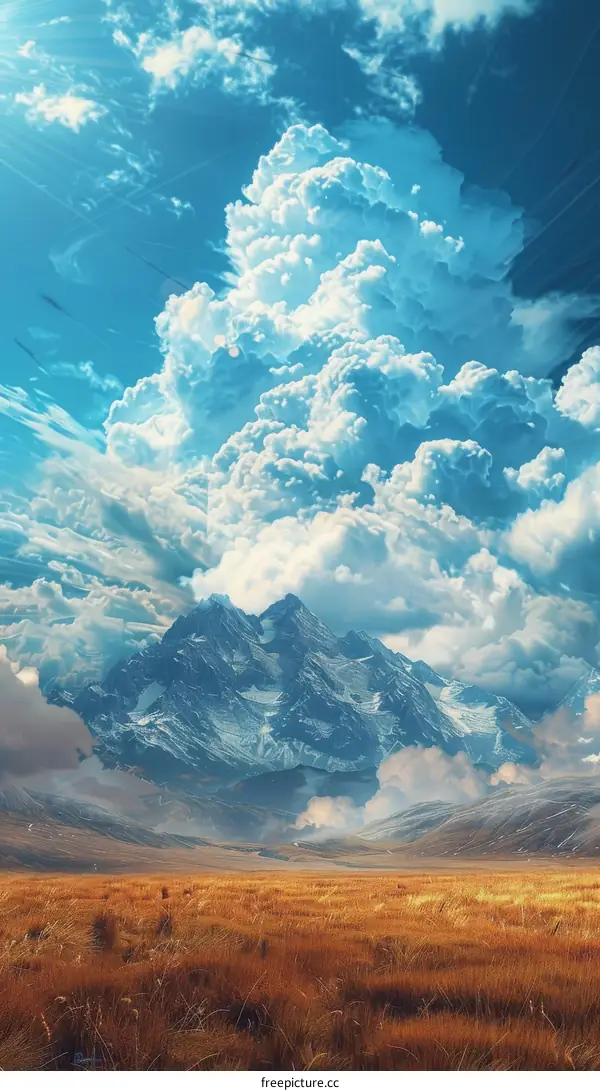 Magnificent Mountain Landscape with Clouds